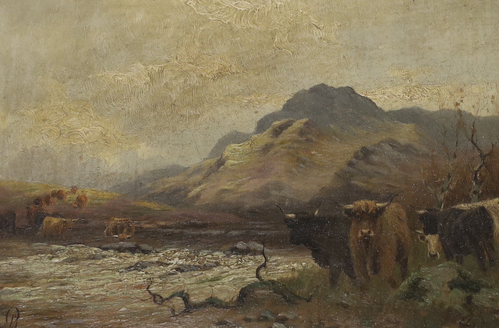 Sidney Pike (1858-1923), pair of oils on canvas, Scottish landscapes with Highland cattle, signed, 24 x 16cm